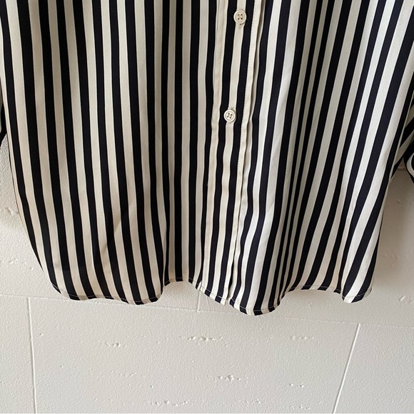 H&M Black and White Striped Satiny Shirt - Picture 7 of 10